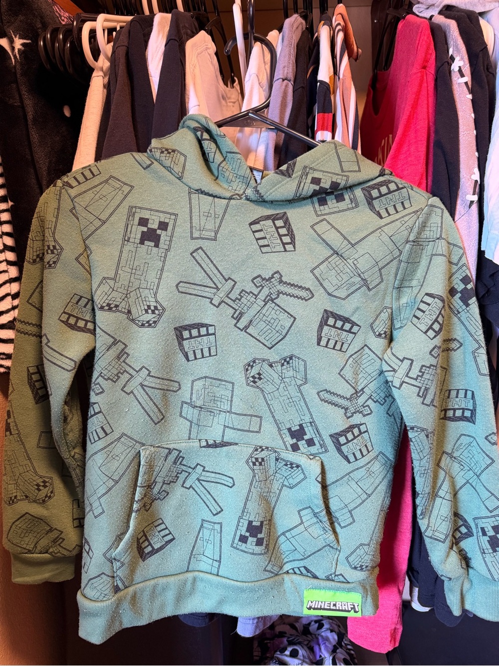 Boys' Green Graphic Minecraft Hoodie Sweater